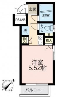 ライフプラス五日市三宅(1K/2階)の間取り写真