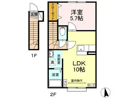 ルグラン桂木(1LDK/2階)の間取り写真