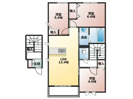 ヴィラ―チェ・プロフィットA(3LDK/2階)の間取り写真