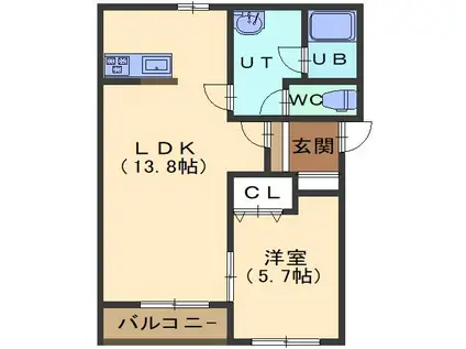 ウィンザーコート駒場(1LDK/1階)の間取り写真