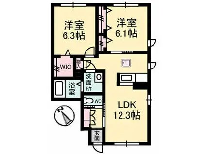 シャーメゾン中新開(2LDK/2階)の間取り写真