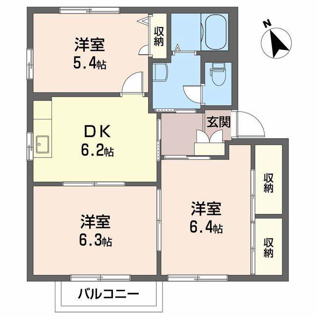シャーメゾン宮崎(3DK/1階)の間取り写真