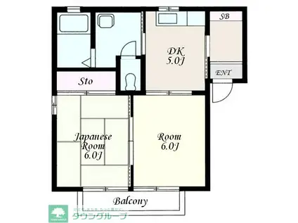 FTハイムC(2DK/2階)の間取り写真