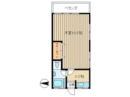 ハイツたちばな(1LDK/2階)の間取り写真
