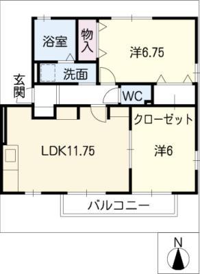 リビングタウン香久山A棟(2LDK/1階)の間取り写真