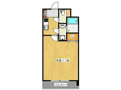 クロノス22上熊本(1K/10階)の間取り写真