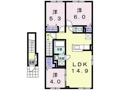 グラン ジャンダルム I(3LDK/2階)の間取り写真