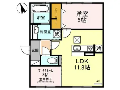 グレース新田(1SLDK/1階)の間取り写真