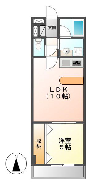 ハイリスベーネ池下(1LDK/1階)の間取り写真