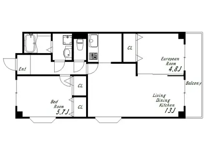 カームハイツ一番館(2LDK/1階)の間取り写真