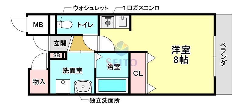 ミール豊中(ワンルーム/3階)の間取り写真