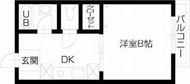 西ハイツ(1DK/2階)の間取り写真