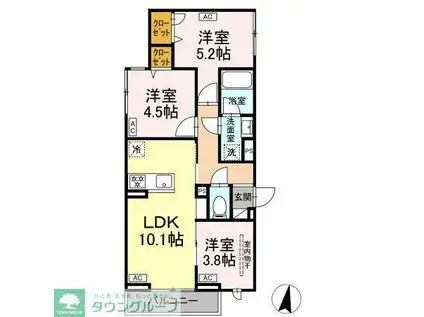 セレスティア中台II(3LDK/2階)の間取り写真