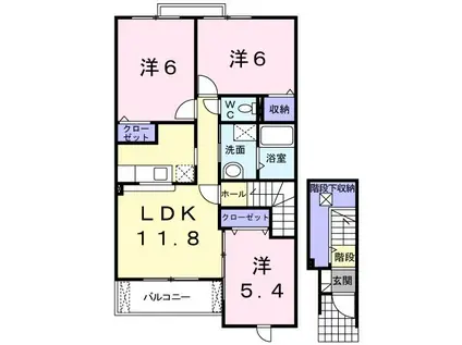 セレーノII(3LDK/2階)の間取り写真