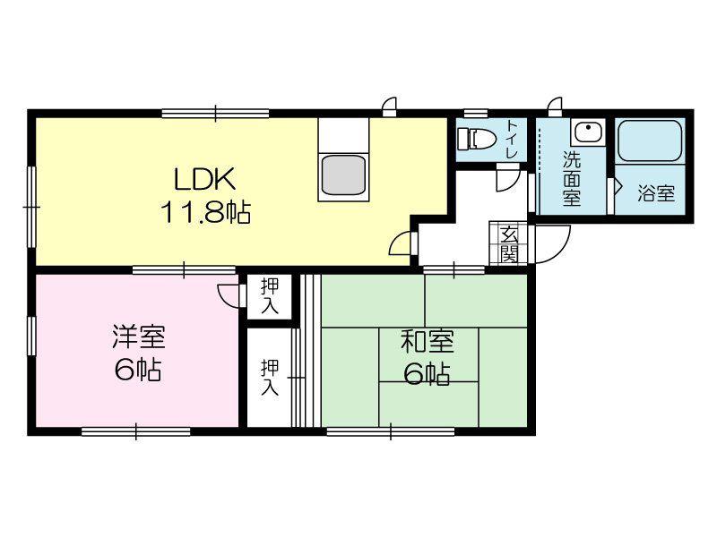 パストラルハイツB(2LDK/1階)の間取り写真