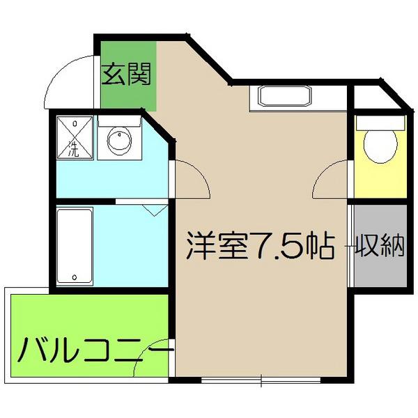 ベリータ(ワンルーム/3階)の間取り写真