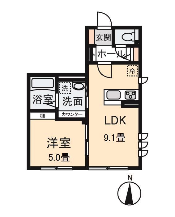 クレールムサシ(1LDK/1階)の間取り写真