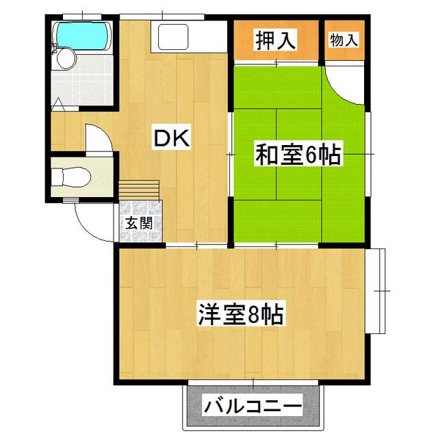 ヒラハイツA棟(2DK/1階)の間取り写真