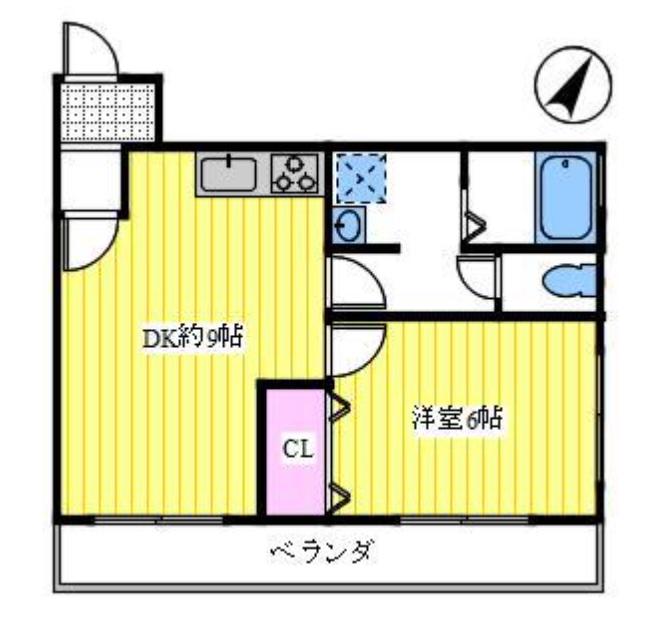 中塚マンション(1LDK/4階)の間取り写真