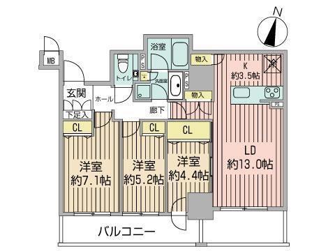 プレミスト札幌ターミナルタワー(3LDK/3階)の間取り写真