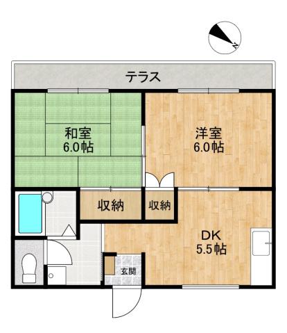 ピアハウス(2DK/1階)の間取り写真