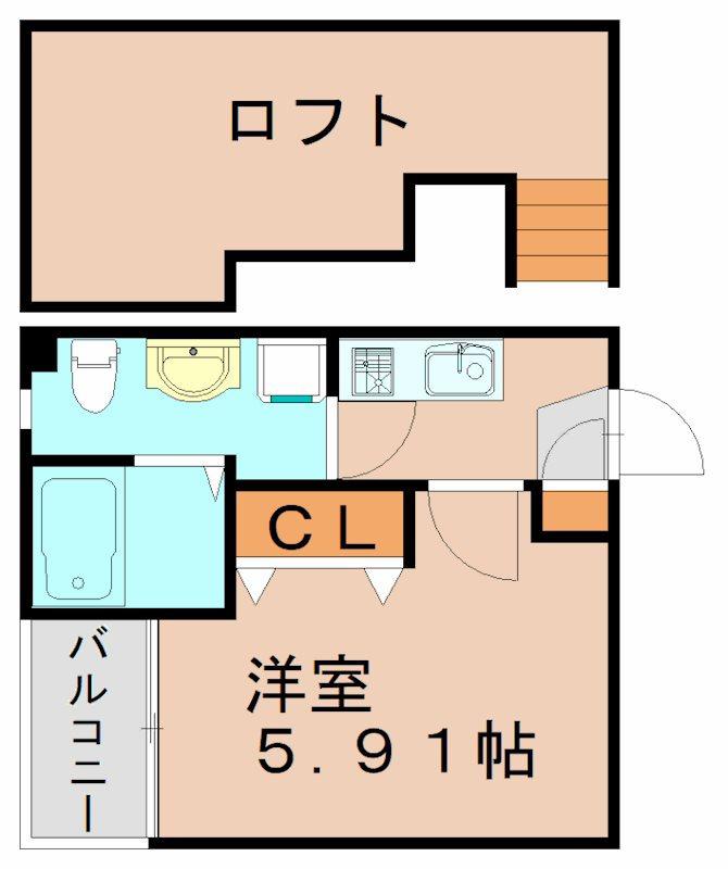 チェルカーレ箱崎(1K/1階)の間取り写真