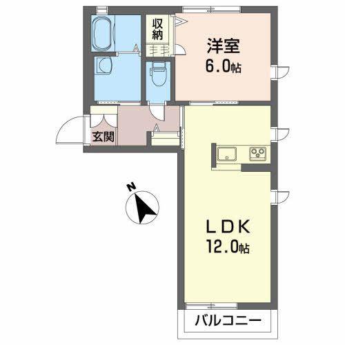 クランベルII(1LDK/2階)の間取り写真