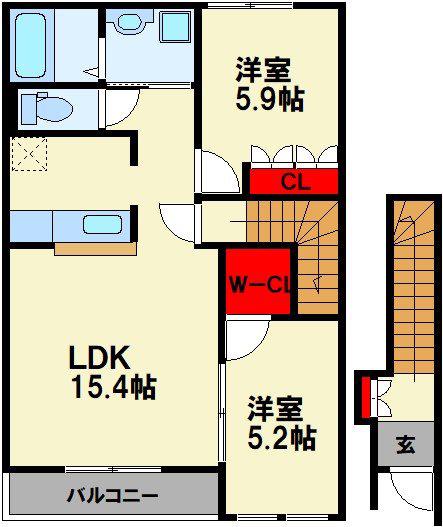 グランドセフトオートジー(2LDK/2階)の間取り写真