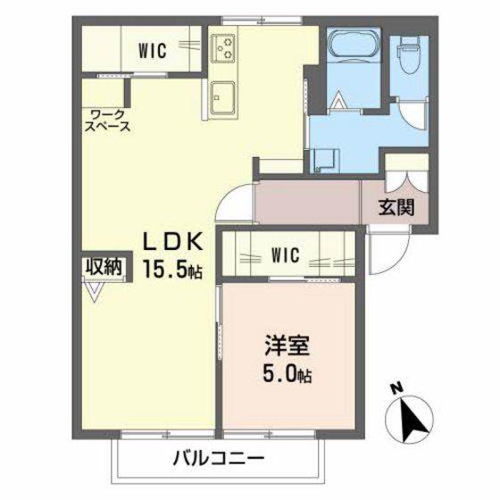 フレグランス舟入南(1LDK/2階)の間取り写真