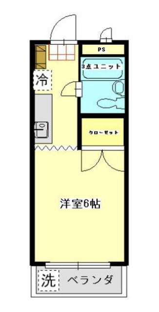 ニューフラットワシガミネ(1K/1階)の間取り写真