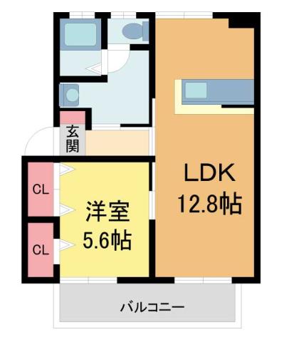 エクセルメゾン仁川(1LDK/2階)の間取り写真