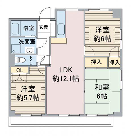 グレース社台(3LDK/2階)の間取り写真
