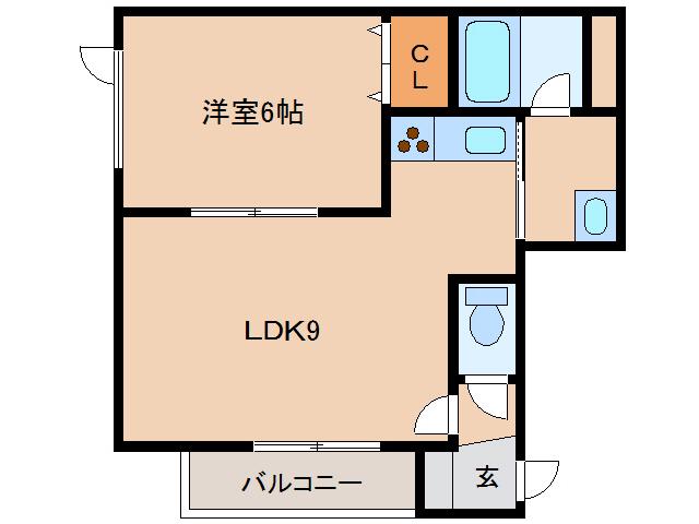 ソニック深堀(1LDK/2階)の間取り写真