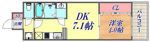 プレジオ神戸ウエスト(1DK/2階)の間取り写真