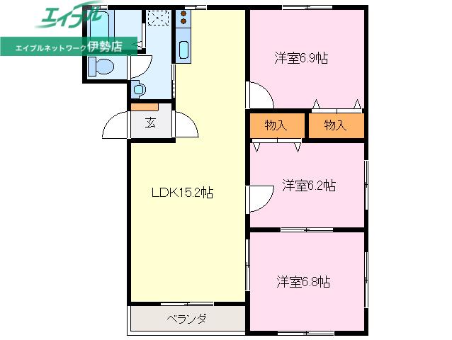 コートドール久留山(3LDK/1階)の間取り写真