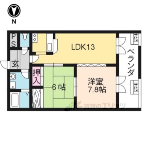 パークショア瀬田(2LDK/5階)の間取り写真
