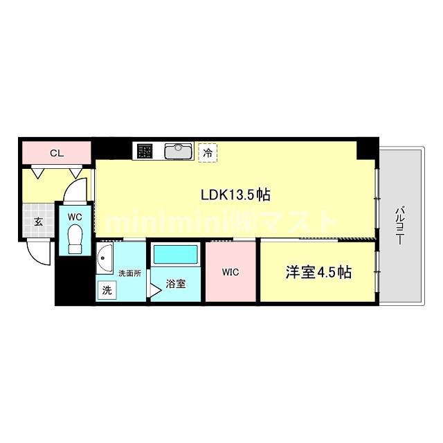 SUNNY SIDE 生玉(1LDK/5階)の間取り写真