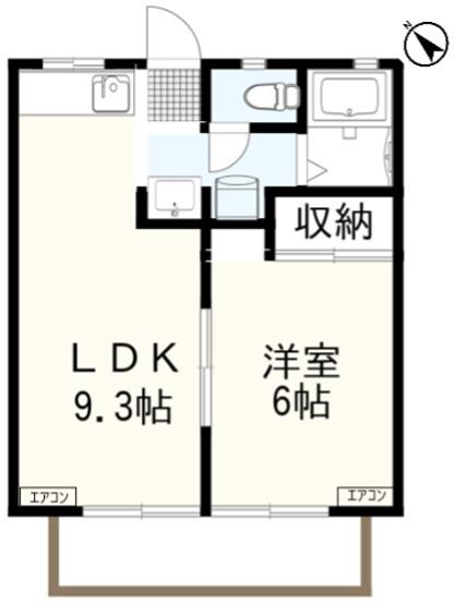 パナハイツT&K(1LDK/2階)の間取り写真