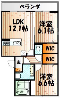 トレス下富野(2LDK/2階)の間取り写真