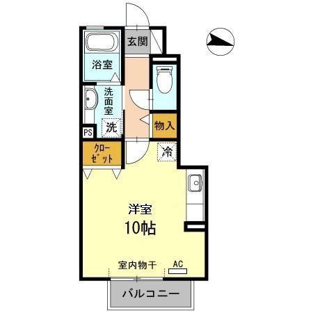 ヴィラ小山 A(ワンルーム/1階)の間取り写真