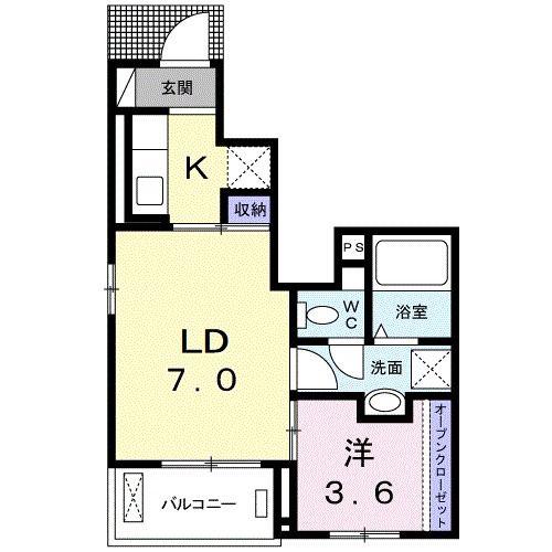 マジェスタ足洗(1LDK/1階)の間取り写真