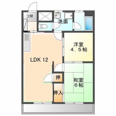 川口ハイツ(2LDK/4階)の間取り写真