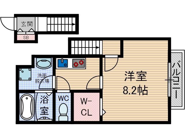 アスピリアパストラル(1K/2階)の間取り写真