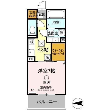 DーROOM本山(1K/1階)の間取り写真