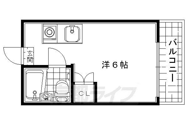 エクセル田辺(ワンルーム/2階)の間取り写真