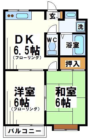 カーサ・ディ・アモーレ(2DK/2階)の間取り写真