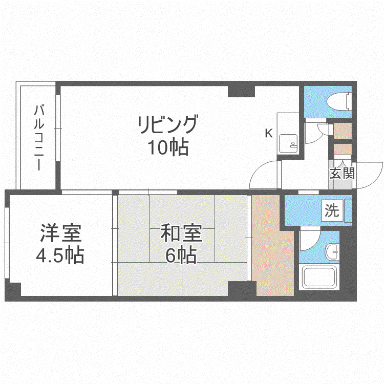 第2山本ハイツ(2LDK/3階)の間取り写真