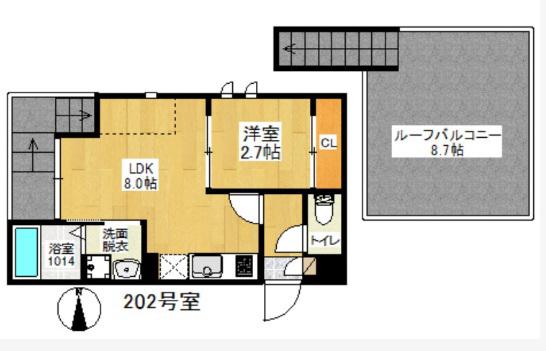 GRANDTIC 雅・堺東(1LDK/2階)の間取り写真