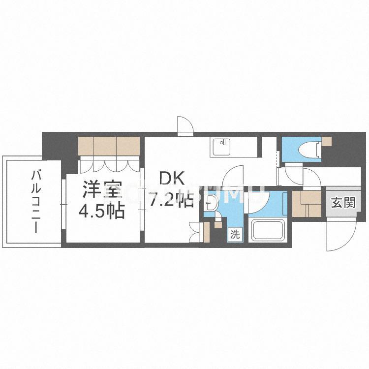 ザ・パークハビオ堂島(1DK/11階)の間取り写真