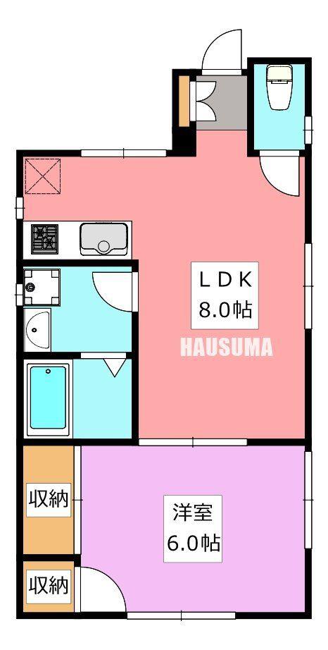 道灌山ハウス(1LDK/2階)の間取り写真